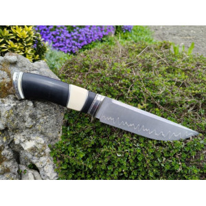 ЧОРНИЙ ГЕНЕРАЛ авторський ніж ручної роботи майстра Leo Knife, сталь Elmax в ламінаті з нержавіючого дамаску, 62 HRC. Photo 3